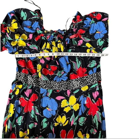 NWT Rixo X Target Black Floral Ruffle Puff Sleeves Trim Off Shoulder Maxi Dress - Picture 8 of 10